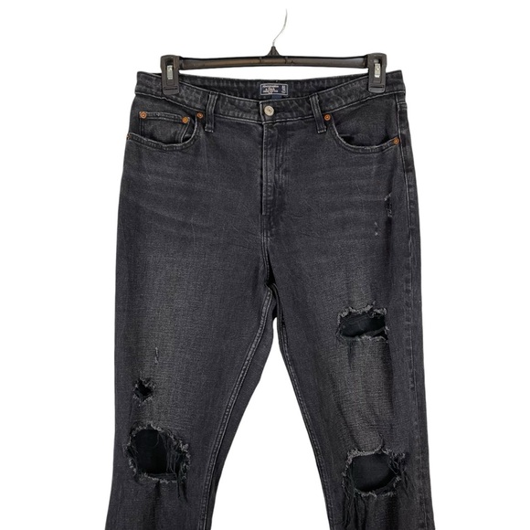 Abercrombie & Fitch Black/Grey Simone High Rise Slim Distressed Jeans size 14 - Picture 3 of 8
